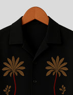 Black Coconut Tree Printed Mens Premium Cotton Half Sleeve Shirt