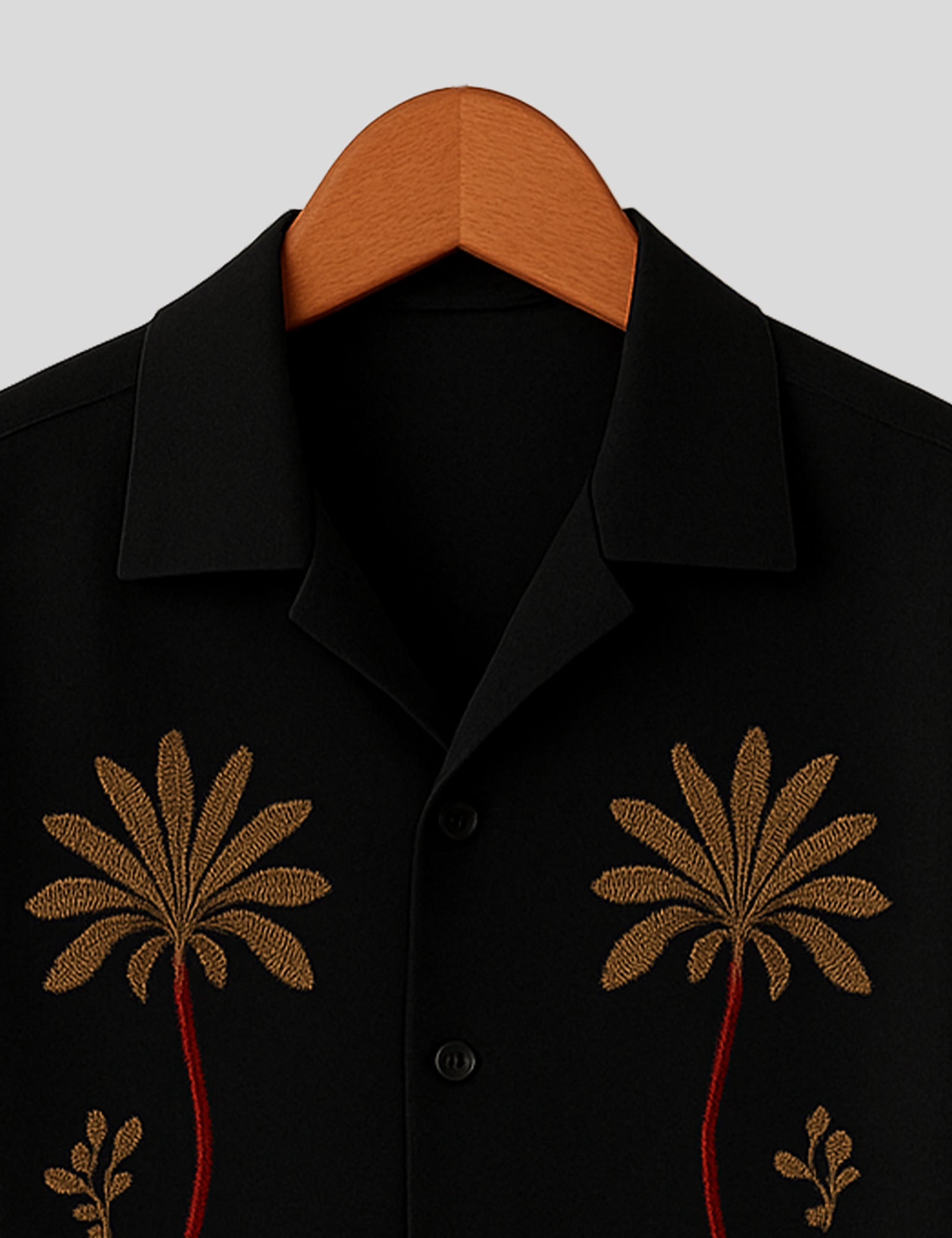 Black Coconut Tree Printed Mens Premium Cotton Half Sleeve Shirt