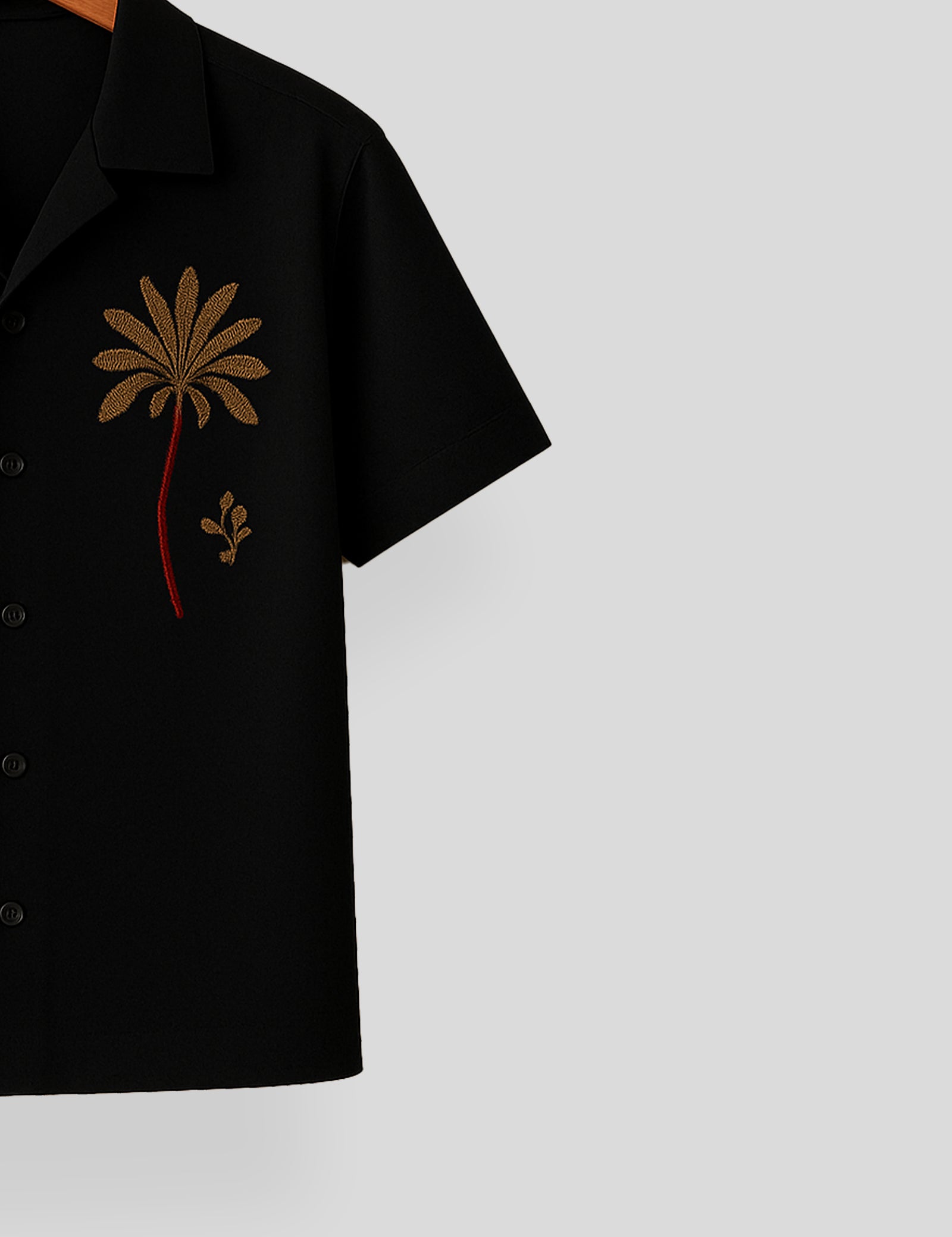 Black Coconut Tree Printed Mens Premium Cotton Half Sleeve Shirt