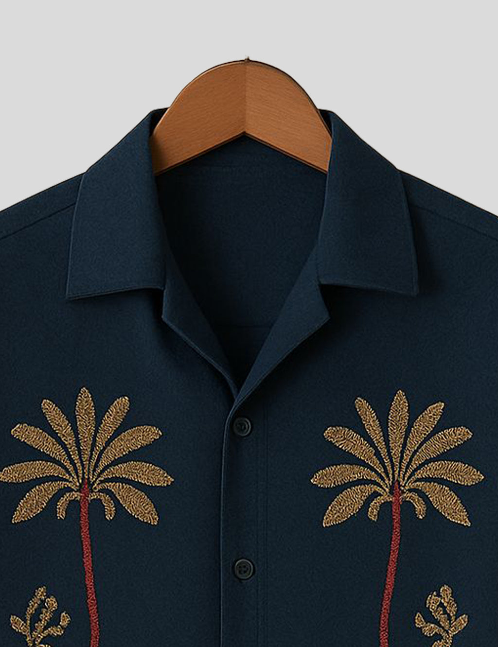 Blue Coconut Tree Printed Mens Premium Cotton Half Sleeve Shirt