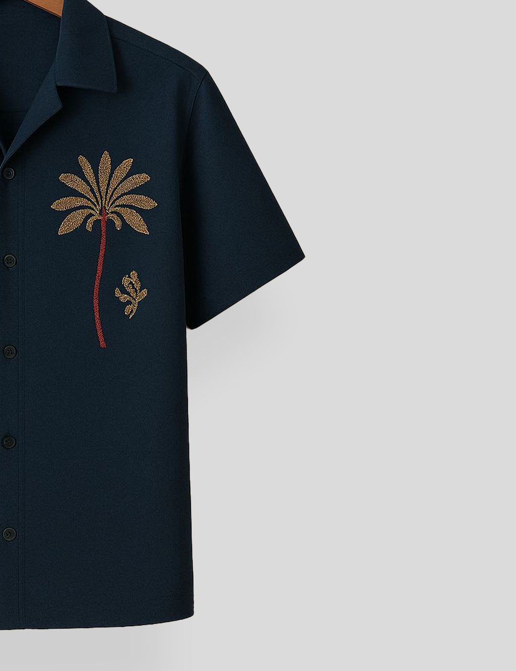 Blue Coconut Tree Printed Mens Premium Cotton Half Sleeve Shirt