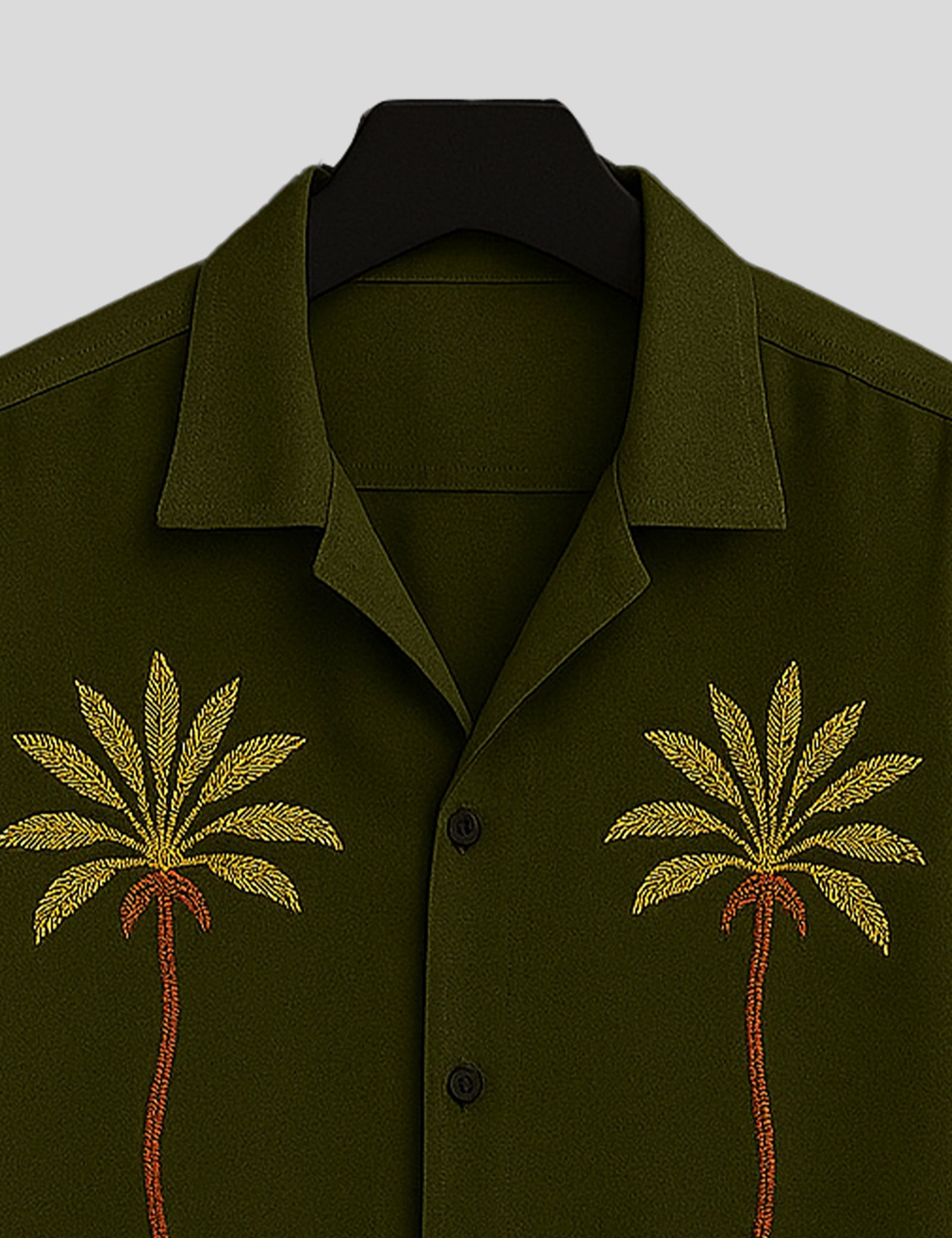 Green Coconut Tree Printed Mens Premium Cotton Half Sleeve Shirt