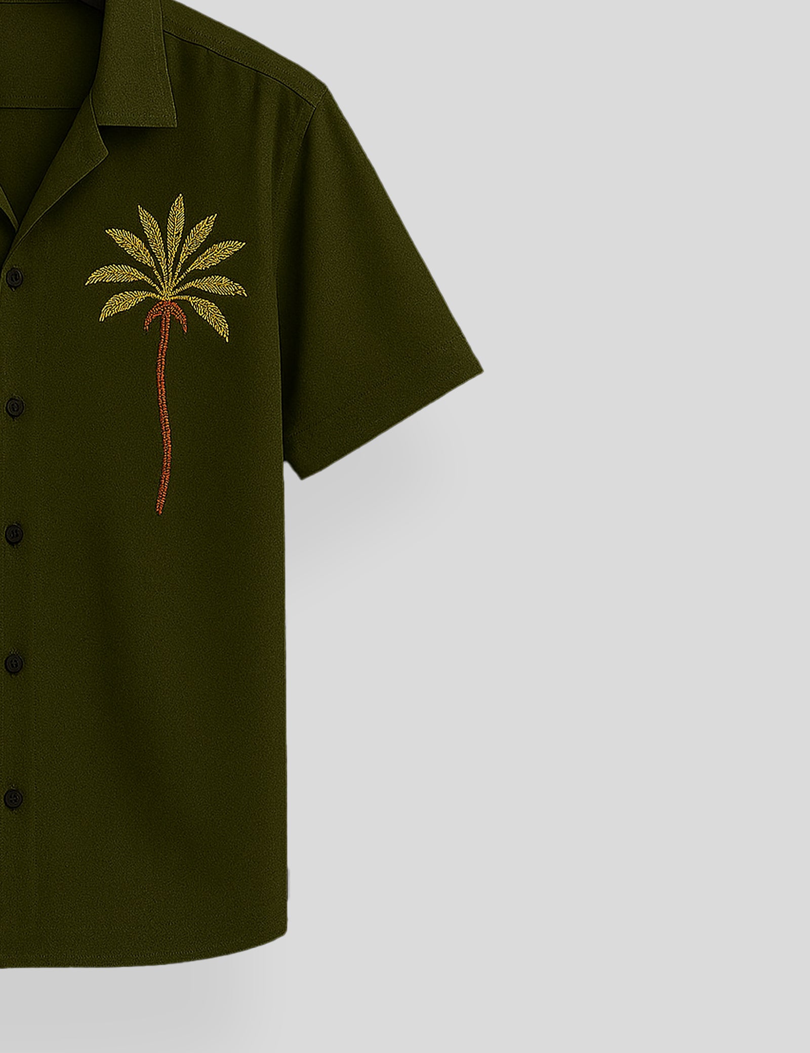 Green Coconut Tree Printed Mens Premium Cotton Half Sleeve Shirt