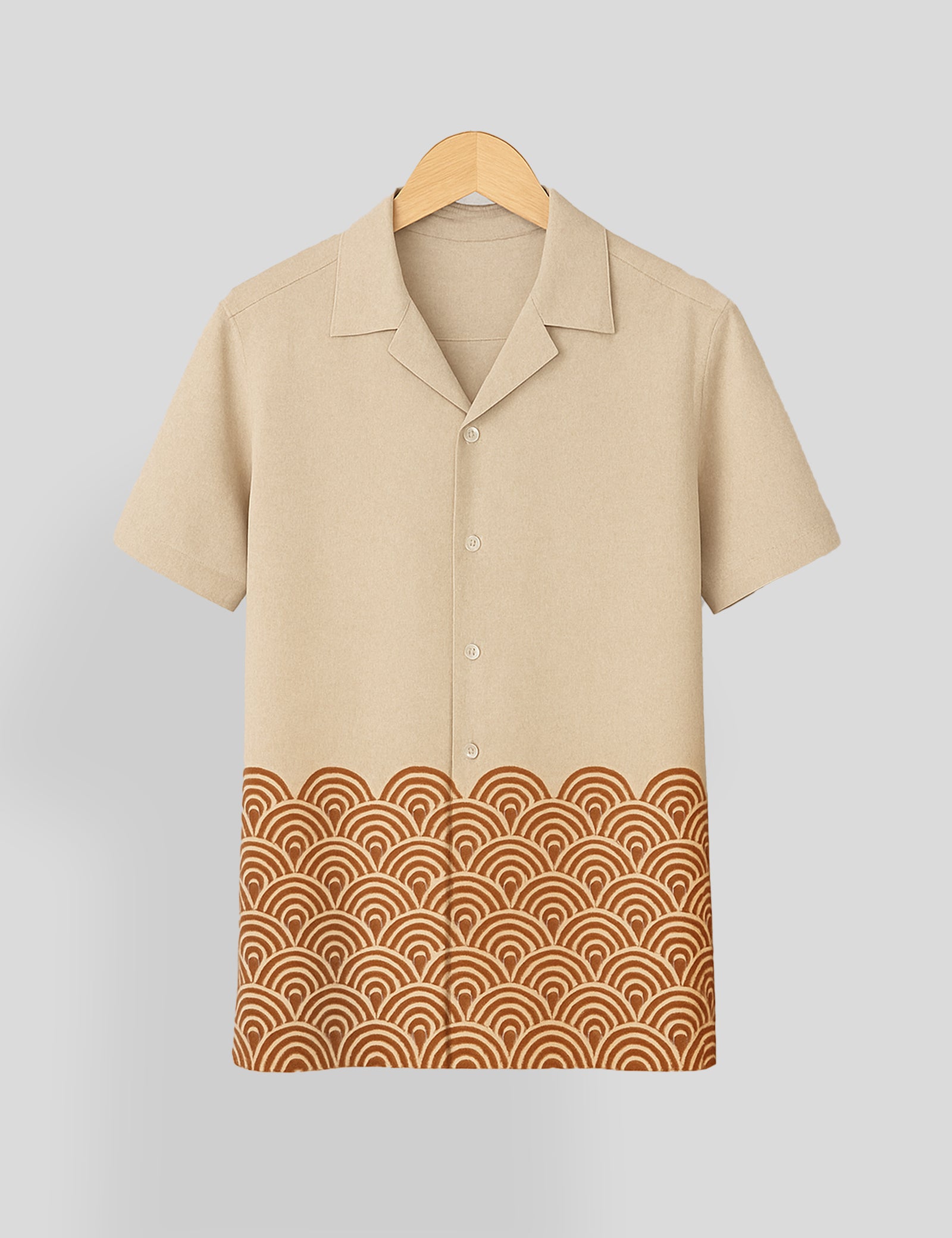 Brown Mandala Mens Cotton Comfort Half Sleeve Shirt