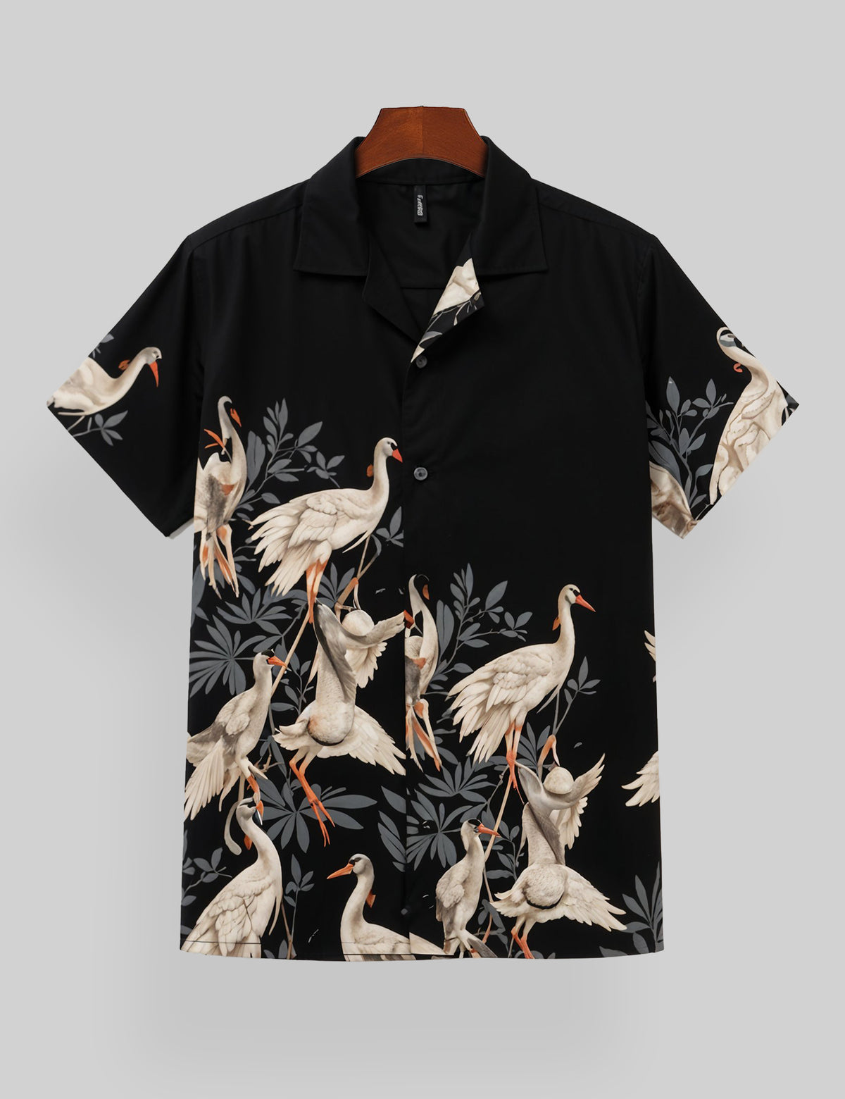 Black Flamingo Printed Classic Half Sleeve Shirt for Men Soft Cotton