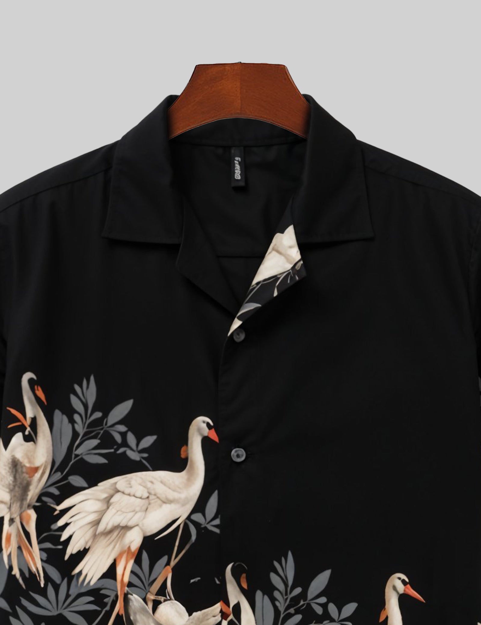 Black Flamingo Printed Classic Half Sleeve Shirt for Men Soft Cotton
