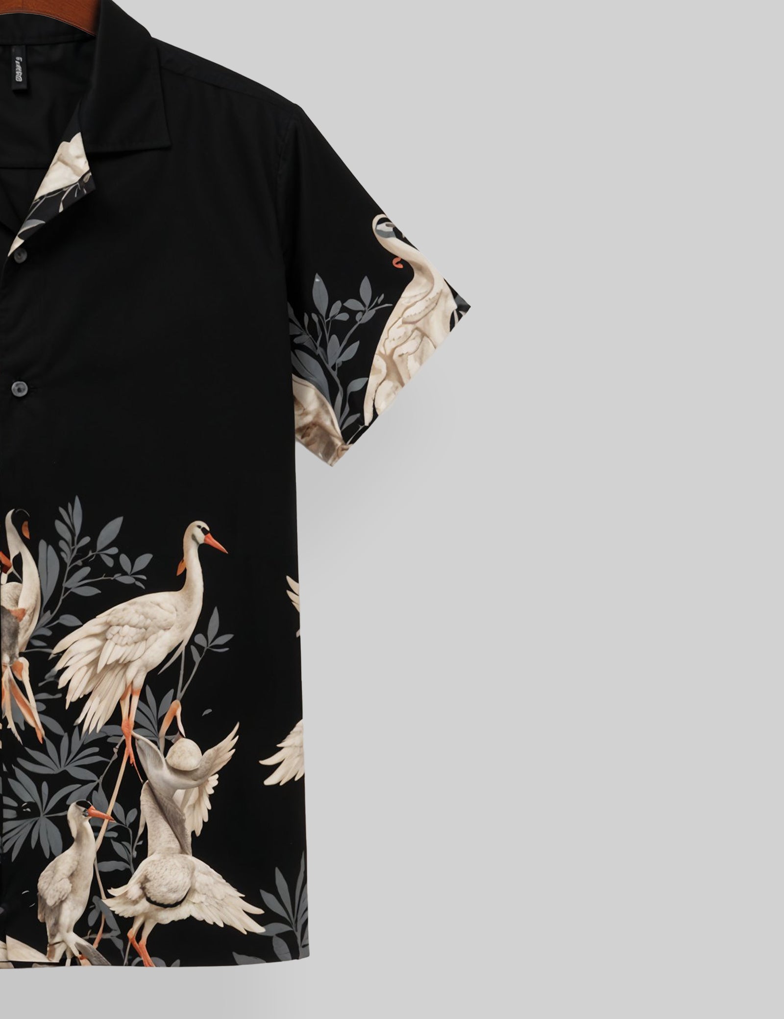 Black Flamingo Printed Classic Half Sleeve Shirt for Men Soft Cotton