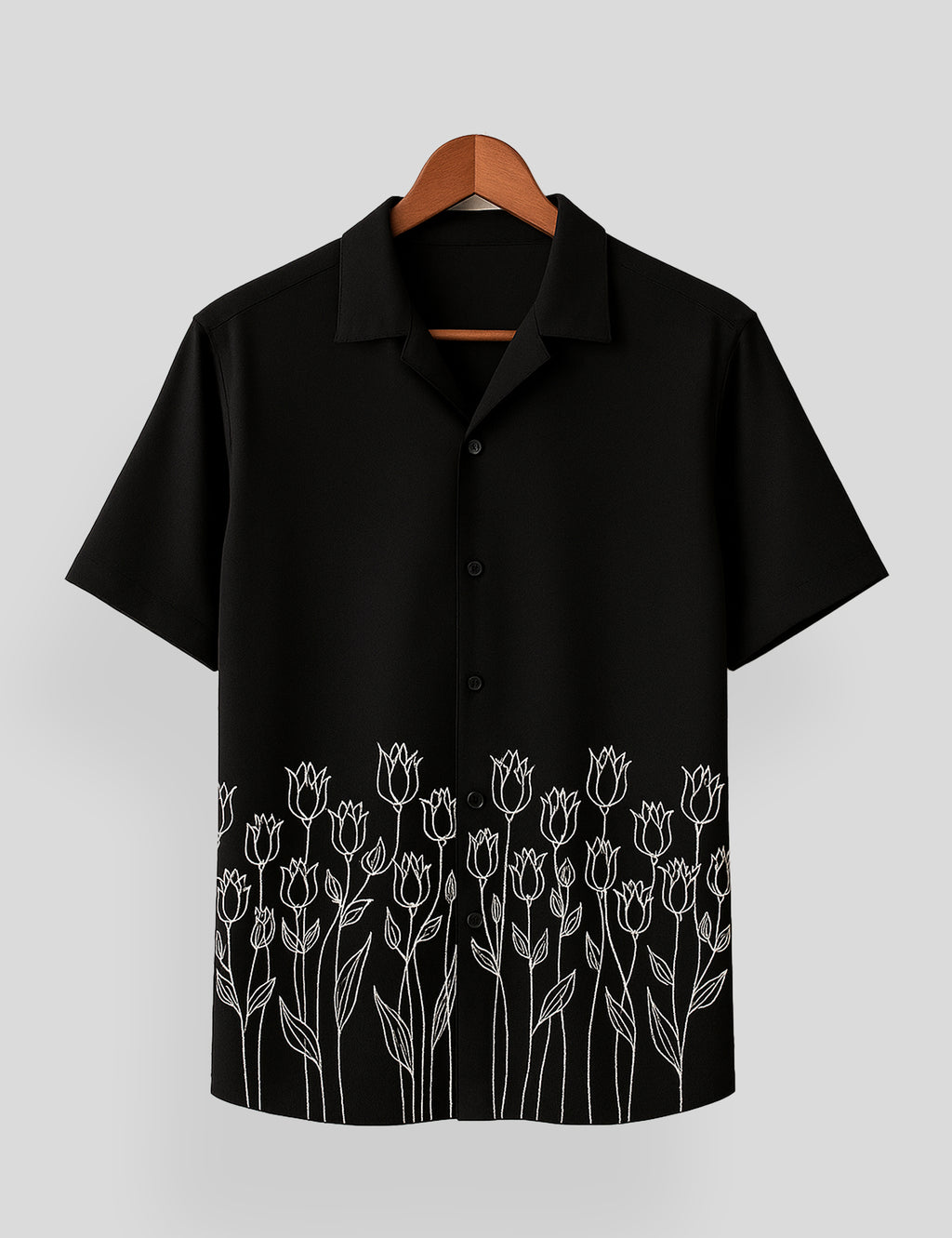 Black Rose Printed Mens Everyday Cotton Shirt Half Sleeves in Fresh Colors
