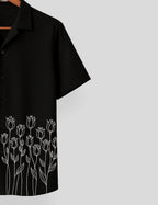 Black Rose Printed Mens Everyday Cotton Shirt Half Sleeves in Fresh Colors