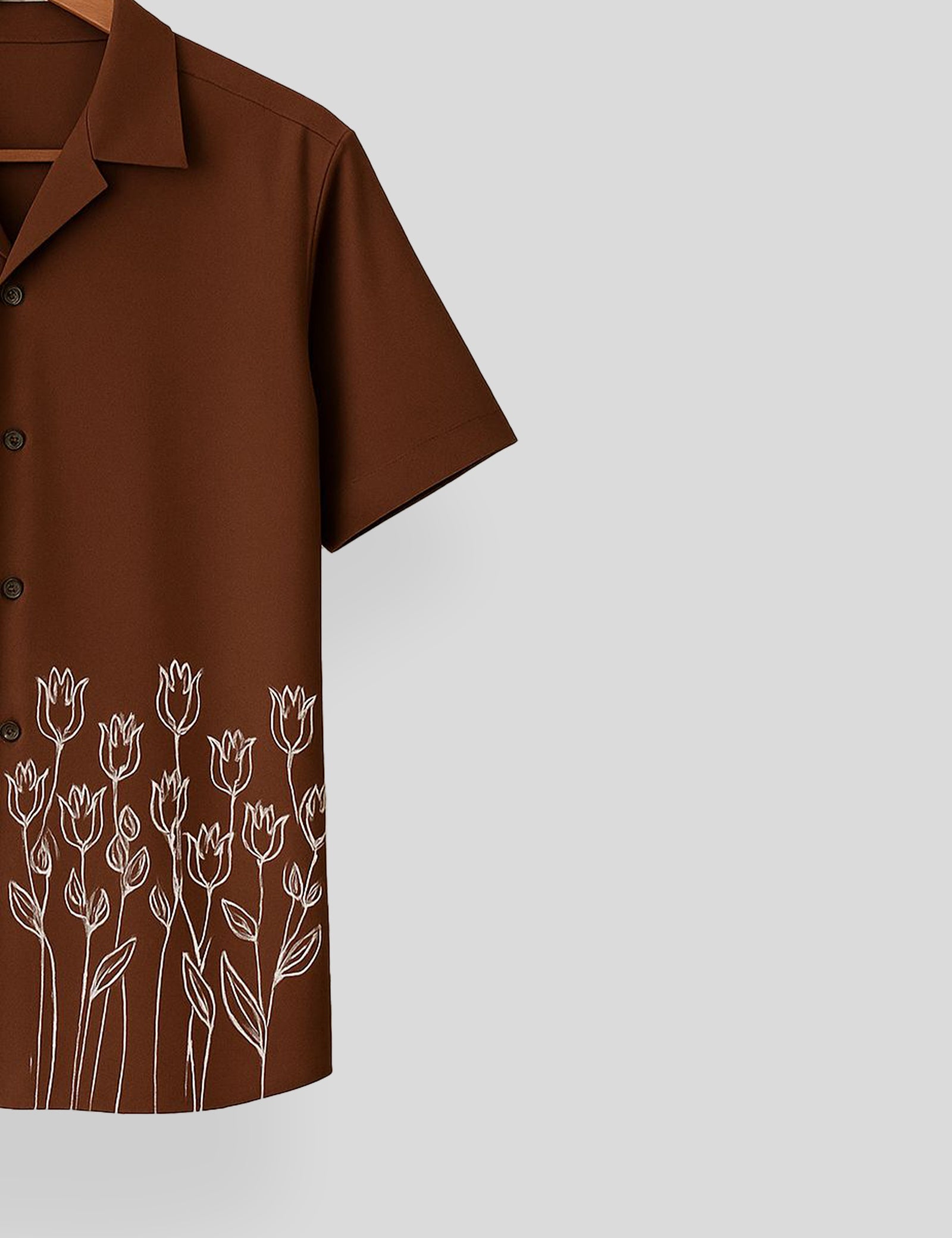 Brown Rose Printed Mens Everyday Cotton Shirt Half Sleeves in Fresh Colors