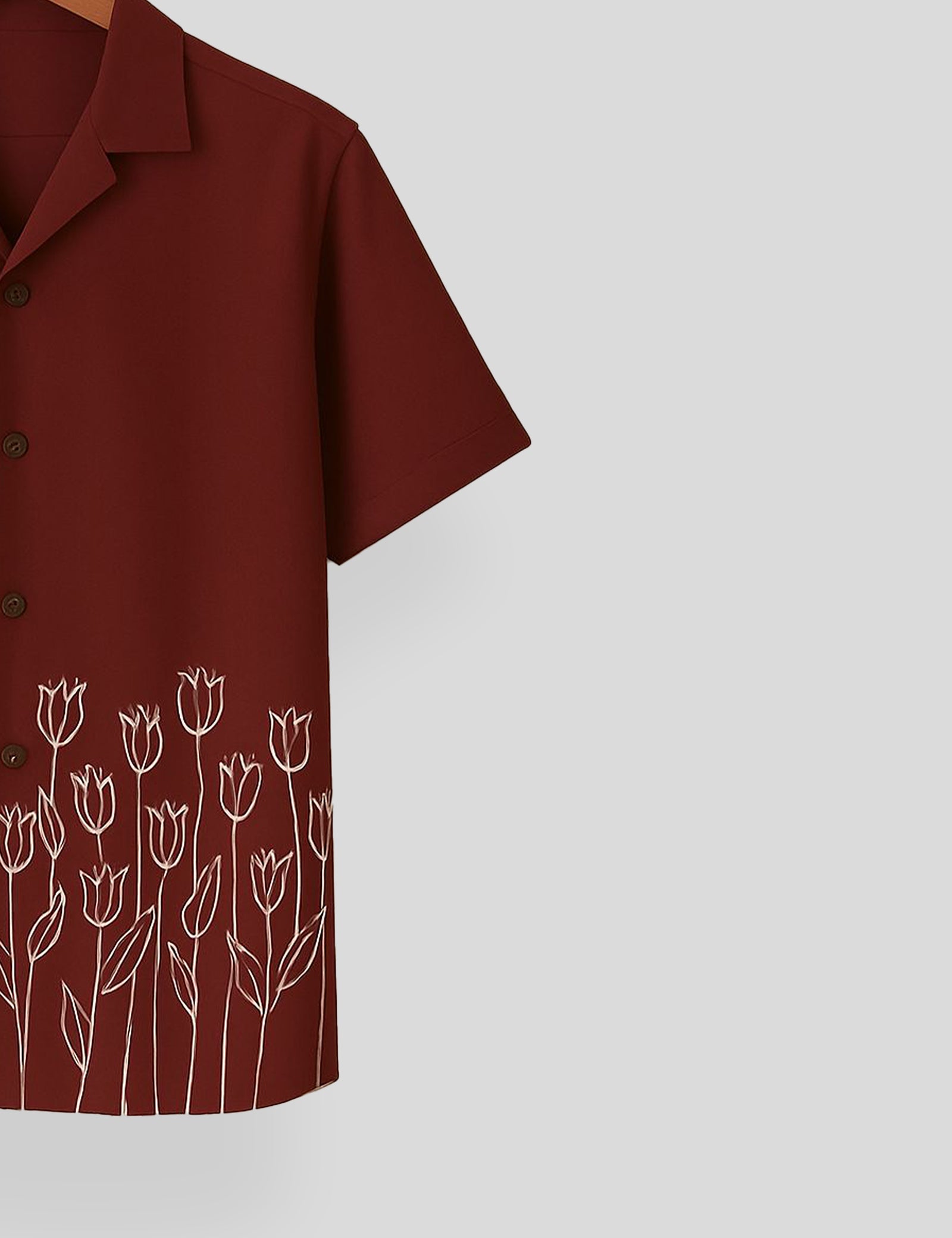 Maroon Rose Printed Mens Everyday Cotton Shirt Half Sleeves in Fresh Colors