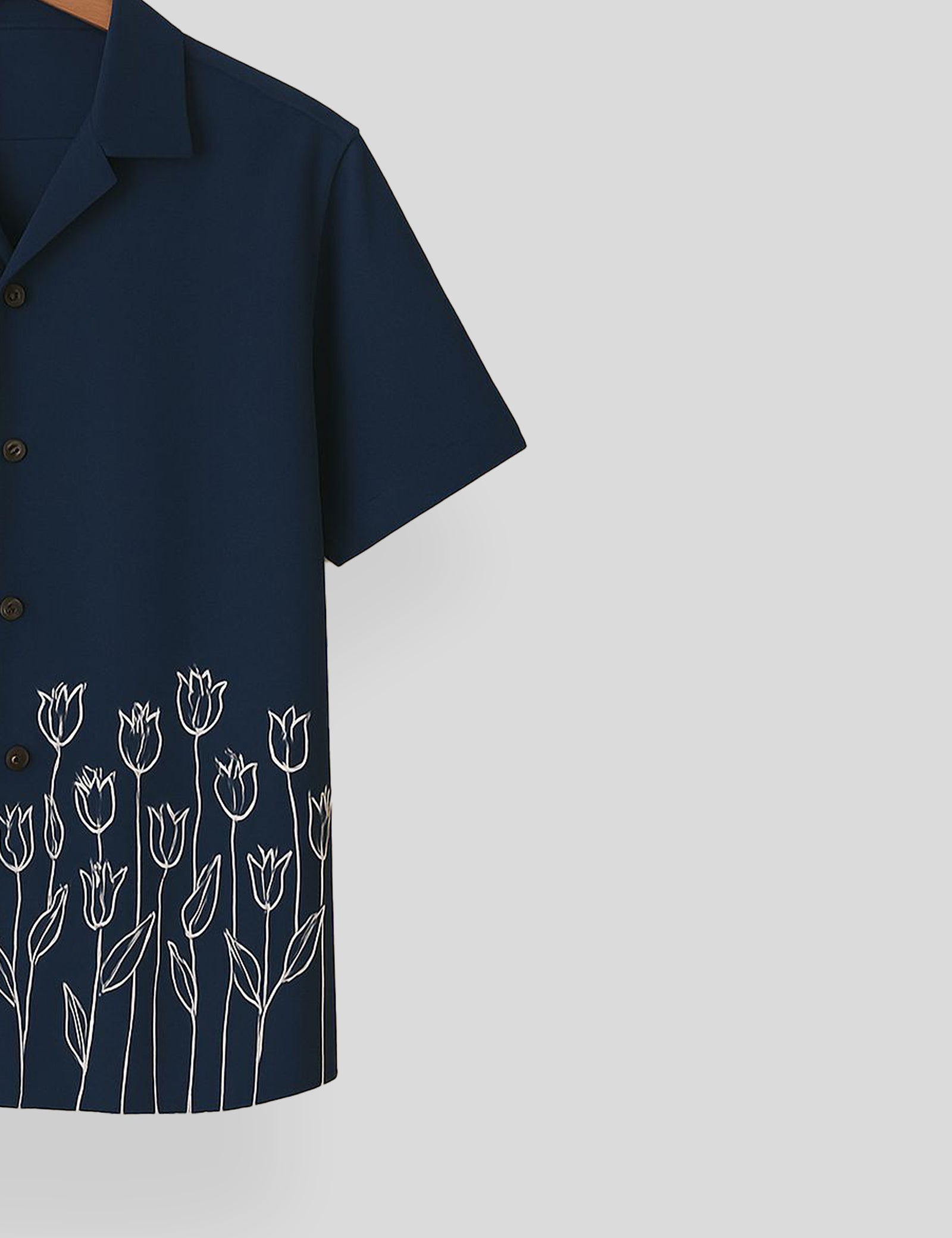 Navy Blue Rose Printed Mens Everyday Cotton Shirt Half Sleeves in Fresh Colors