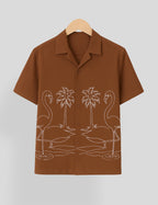 Brown Swan Printed Essential Cotton Half Sleeve Shirt for Men Available in Multiple Colors