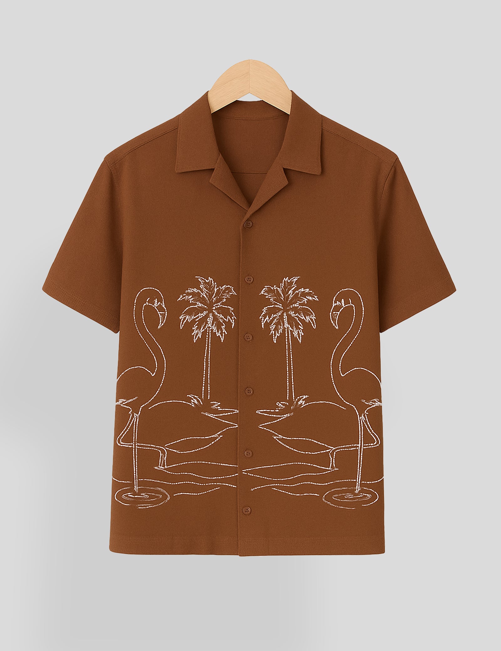 Brown Swan Printed Essential Cotton Half Sleeve Shirt for Men Available in Multiple Colors
