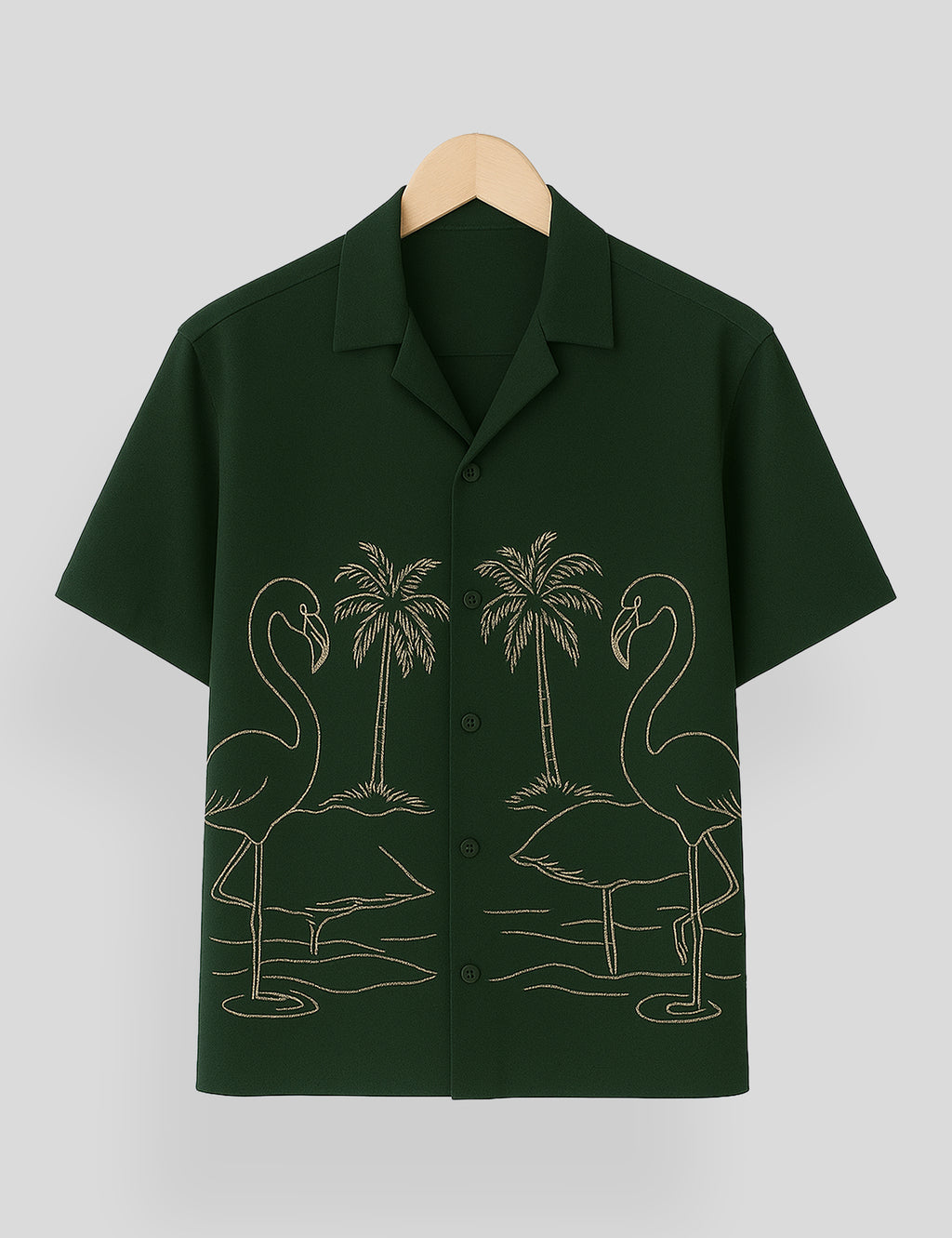 Dark Green Swan Printed Essential Cotton Half Sleeve Shirt for Men Available in Multiple Colors