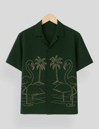 Dark Green Swan Printed Essential Cotton Half Sleeve Shirt for Men Available in Multiple Colors
