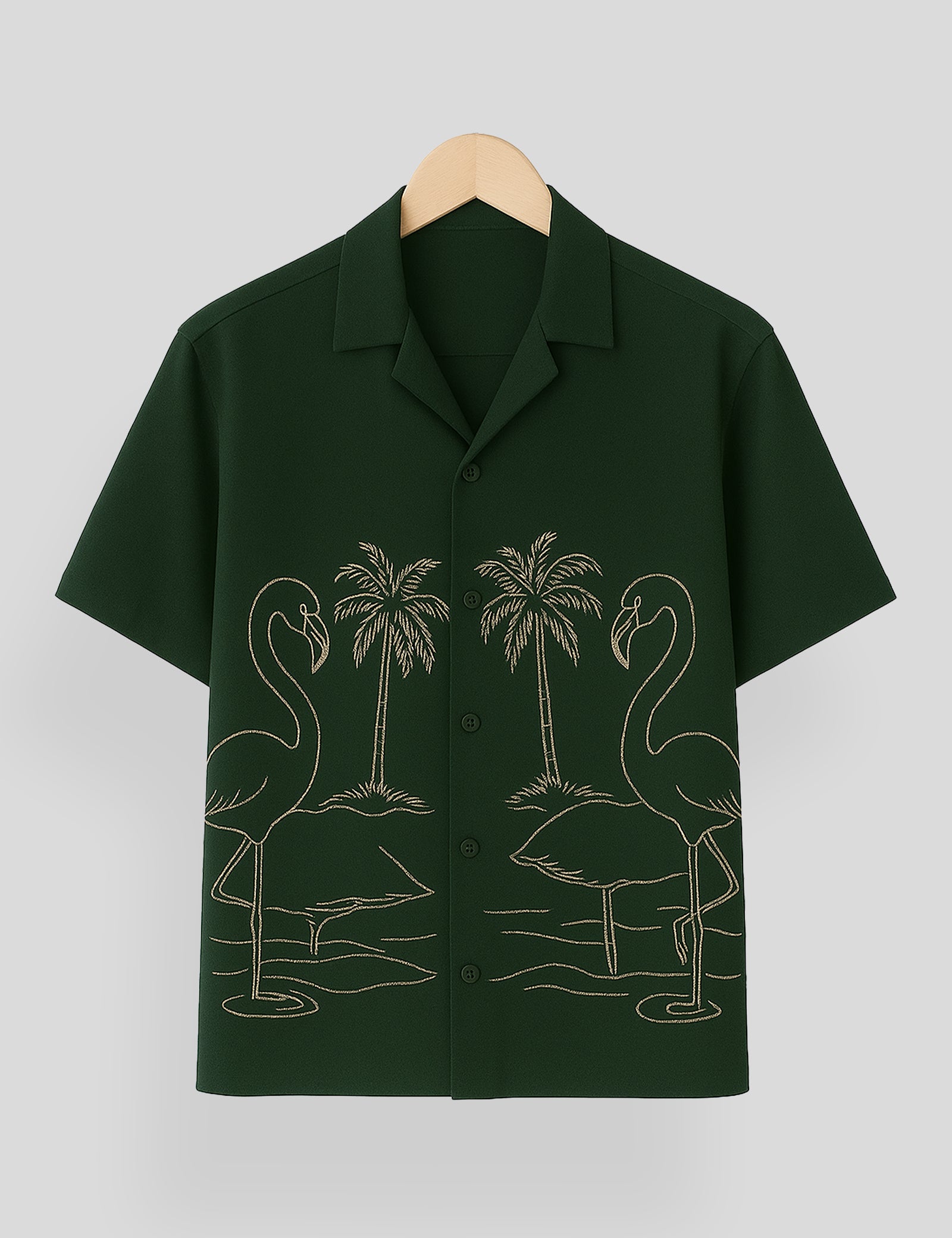Dark Green Swan Printed Essential Cotton Half Sleeve Shirt for Men Available in Multiple Colors