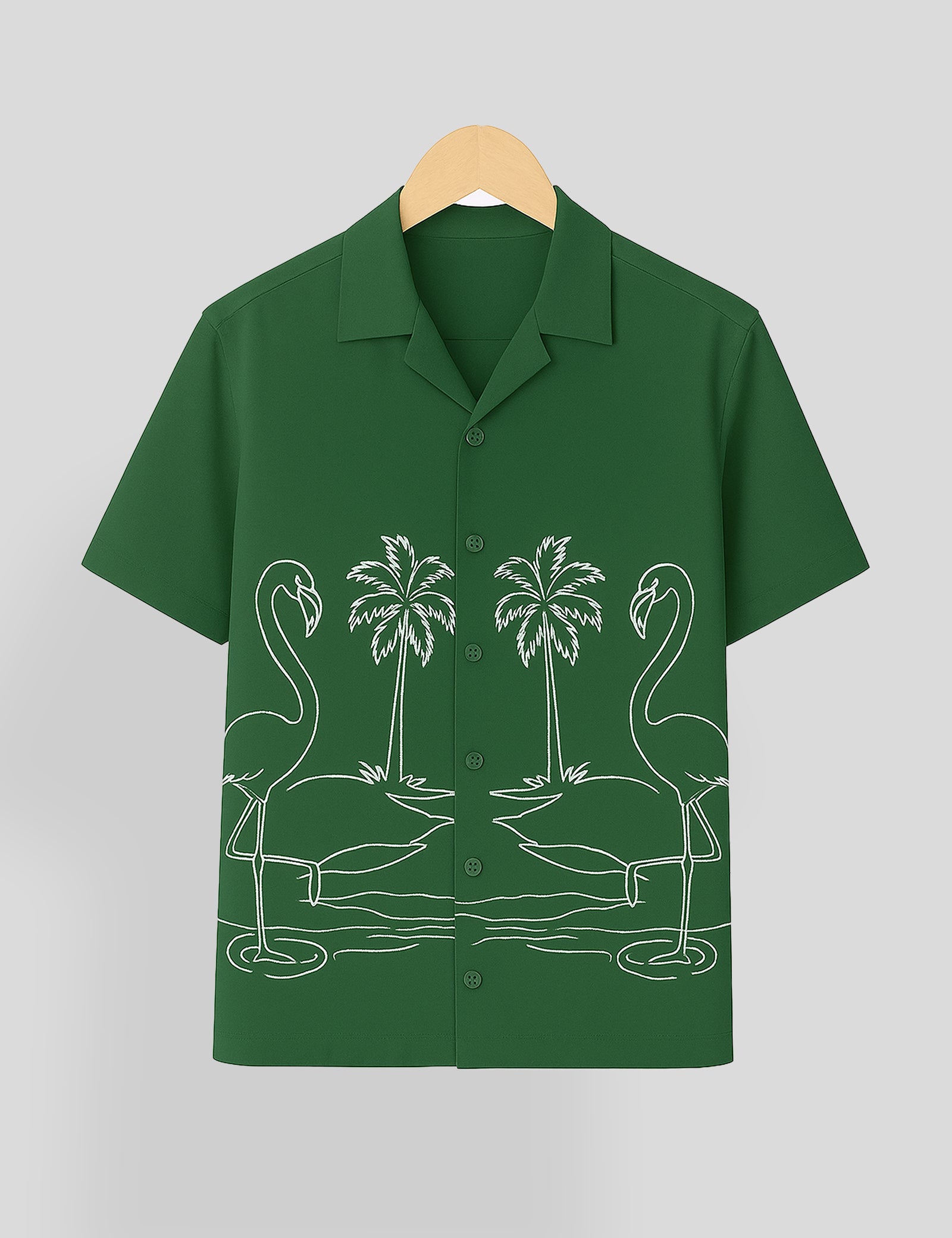 Green Swan Printed Essential Cotton Half Sleeve Shirt for Men Available in Multiple Colors