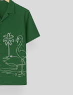 Green Swan Printed Essential Cotton Half Sleeve Shirt for Men Available in Multiple Colors