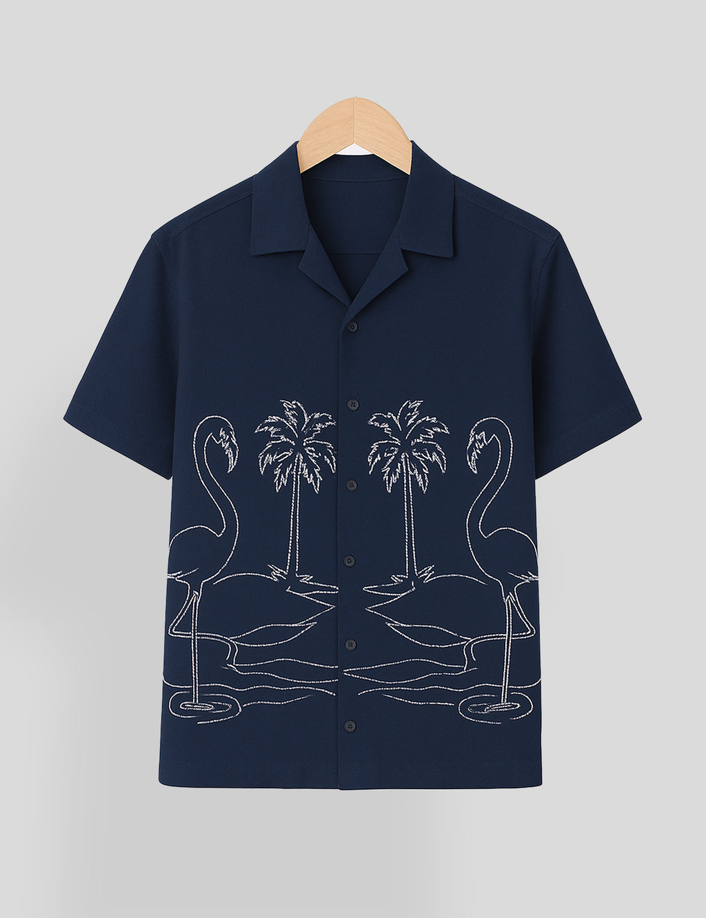 Navy Blue Swan Printed Essential Cotton Half Sleeve Shirt for Men Available in Multiple Colors
