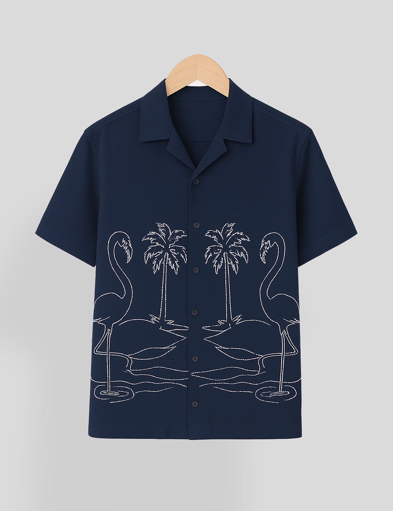 Navy Blue Swan Printed Essential Cotton Half Sleeve Shirt for Men Available in Multiple Colors