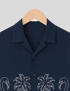 Navy Blue Swan Printed Essential Cotton Half Sleeve Shirt for Men Available in Multiple Colors