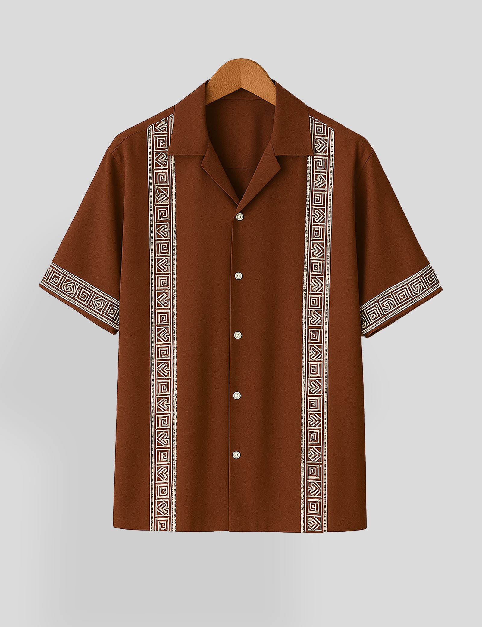 Brown Square Pattern SmartFit Mens Cotton Shirt Half Sleeves