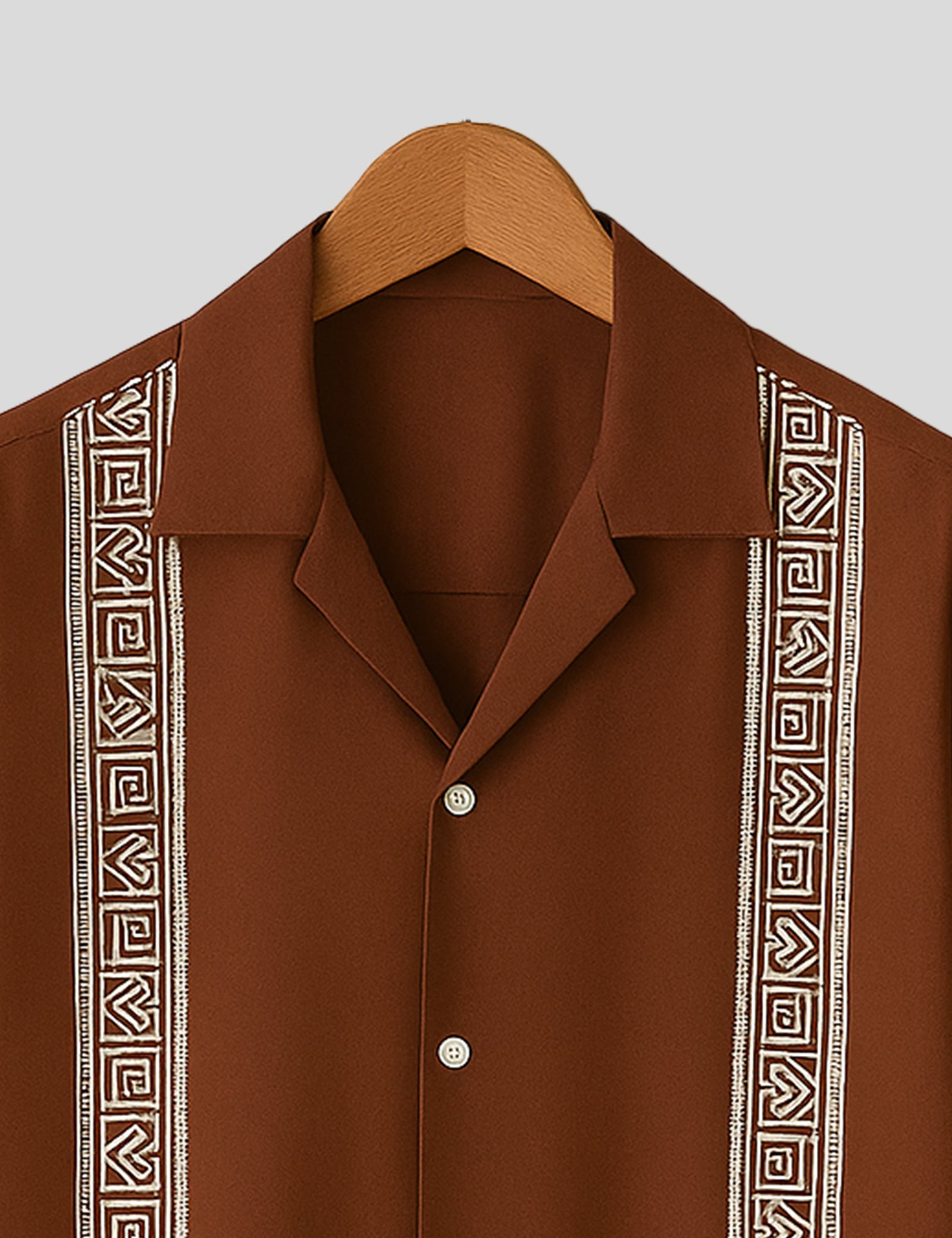 Brown Square Pattern SmartFit Mens Cotton Shirt Half Sleeves
