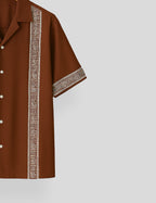 Brown Square Pattern SmartFit Mens Cotton Shirt Half Sleeves