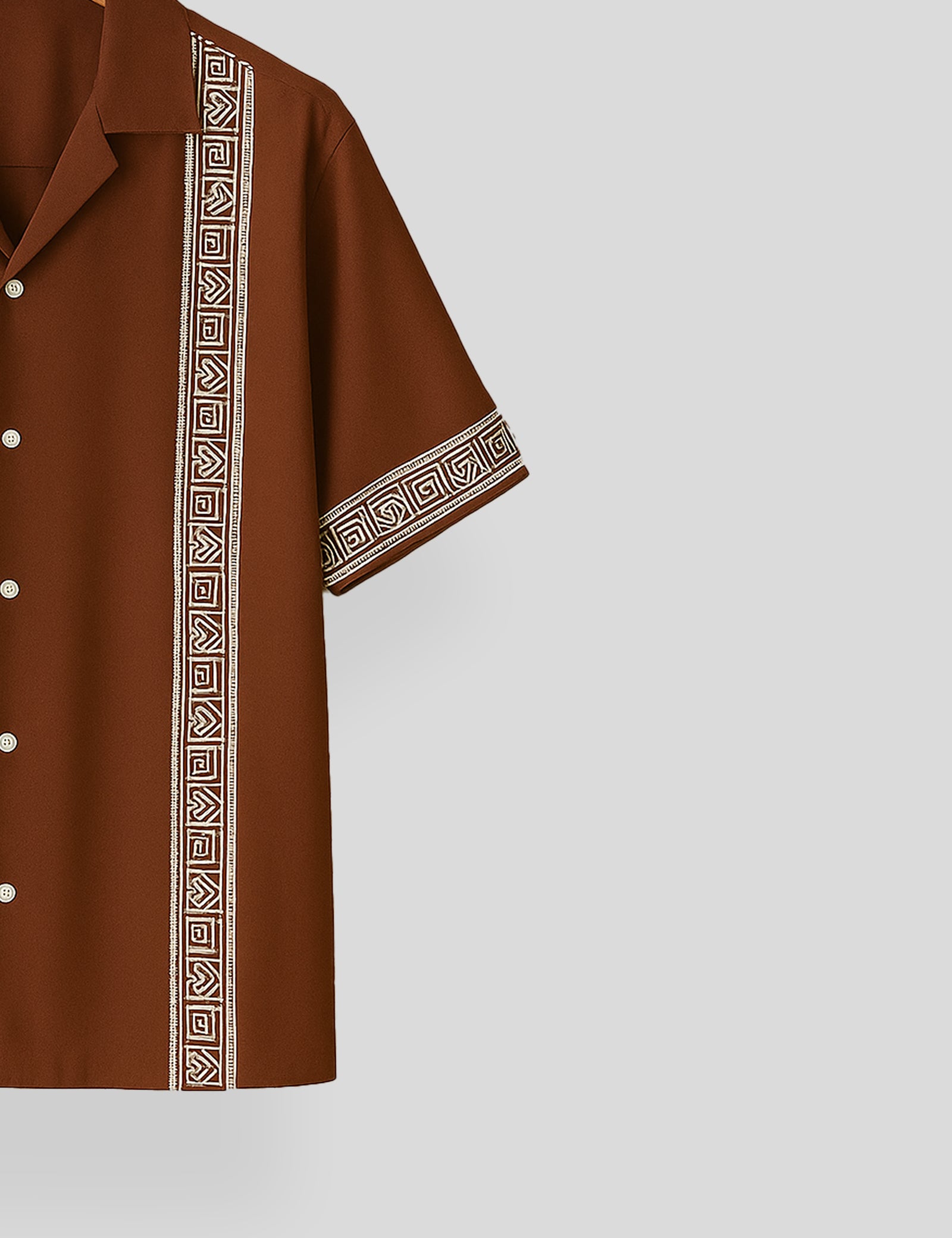 Brown Square Pattern SmartFit Mens Cotton Shirt Half Sleeves
