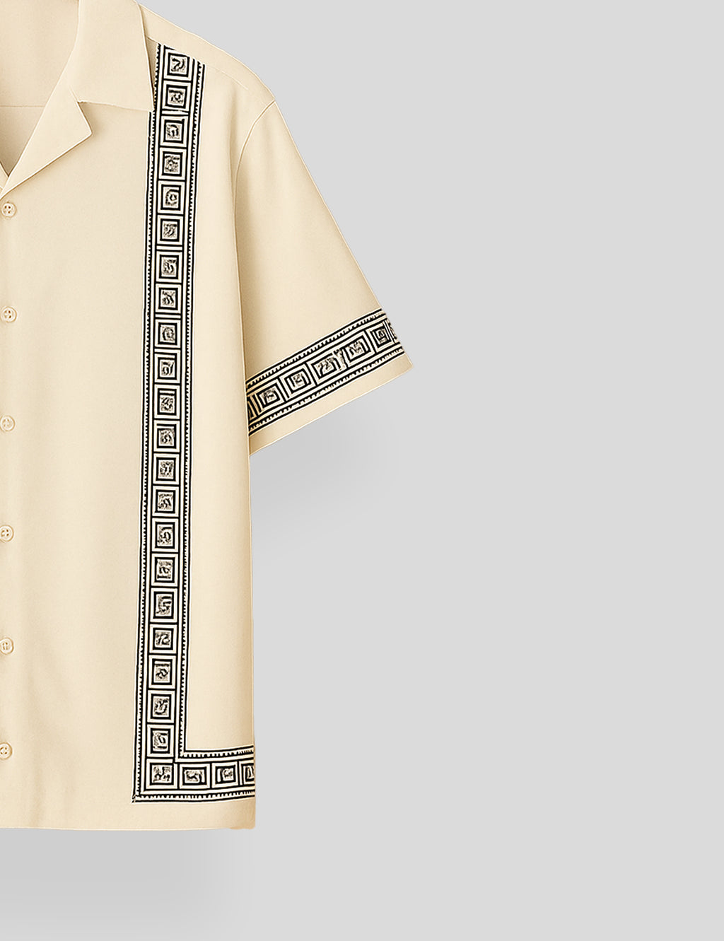 Cream Square Pattern SmartFit Mens Cotton Shirt Half Sleeves