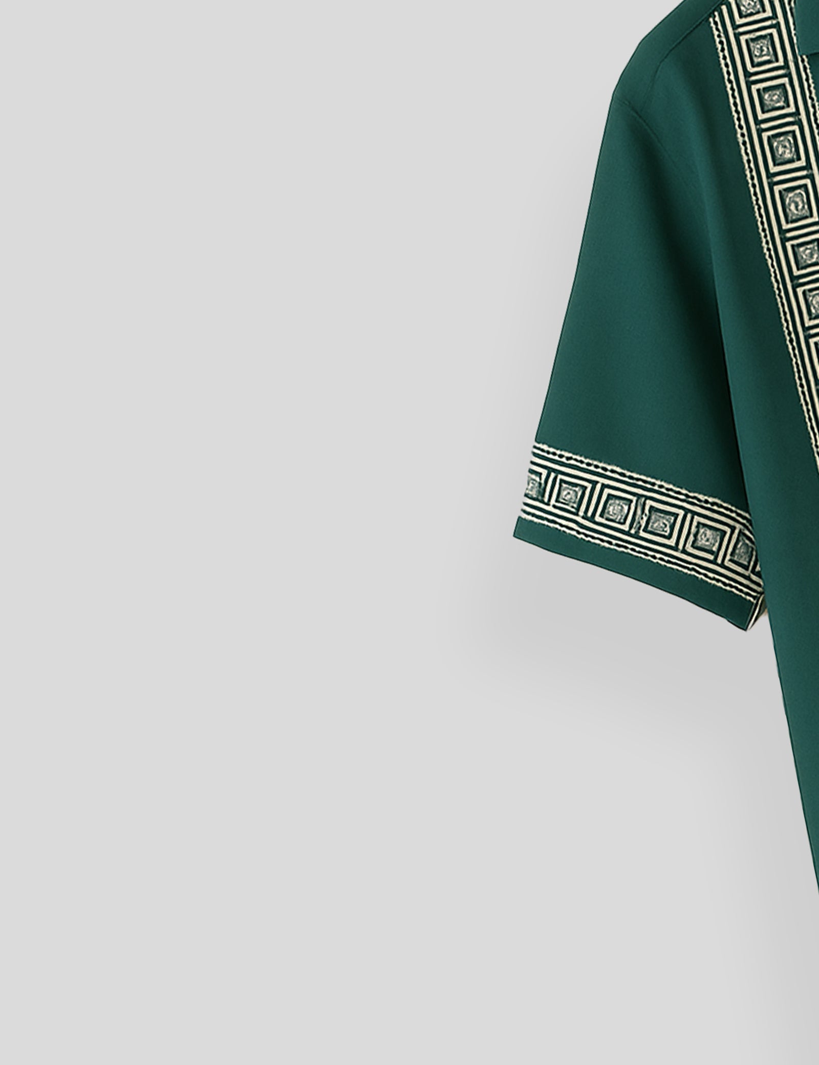 Green Square Pattern SmartFit Mens Cotton Shirt Half Sleeves