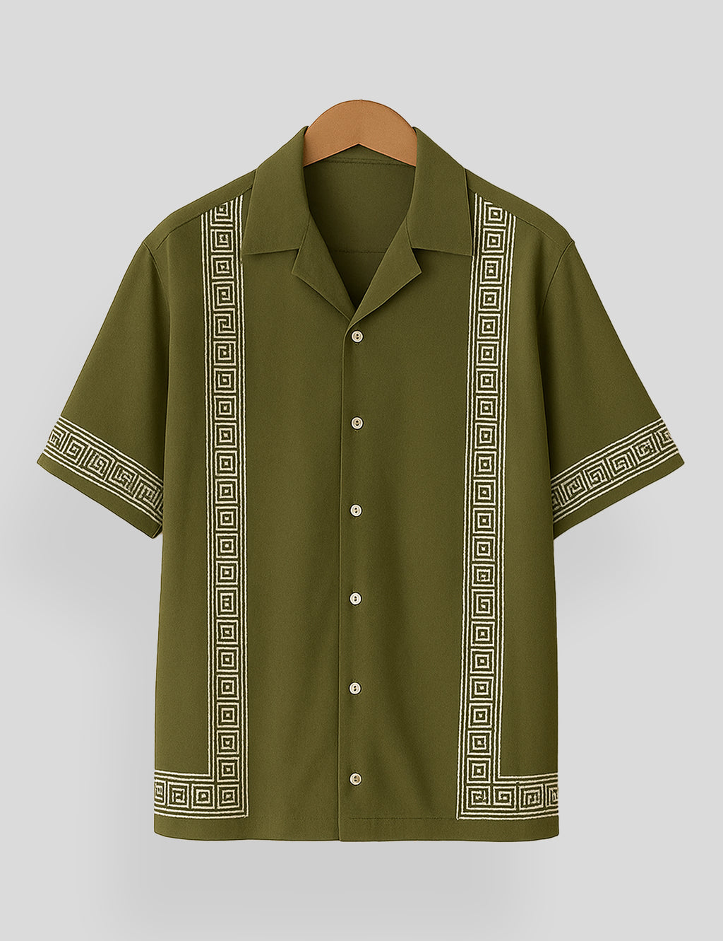 Mhendi Square Pattern SmartFit Mens Cotton Shirt Half Sleeves