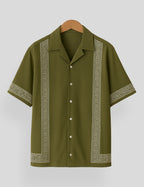 Mhendi Square Pattern SmartFit Mens Cotton Shirt Half Sleeves