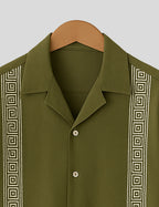 Mhendi Square Pattern SmartFit Mens Cotton Shirt Half Sleeves
