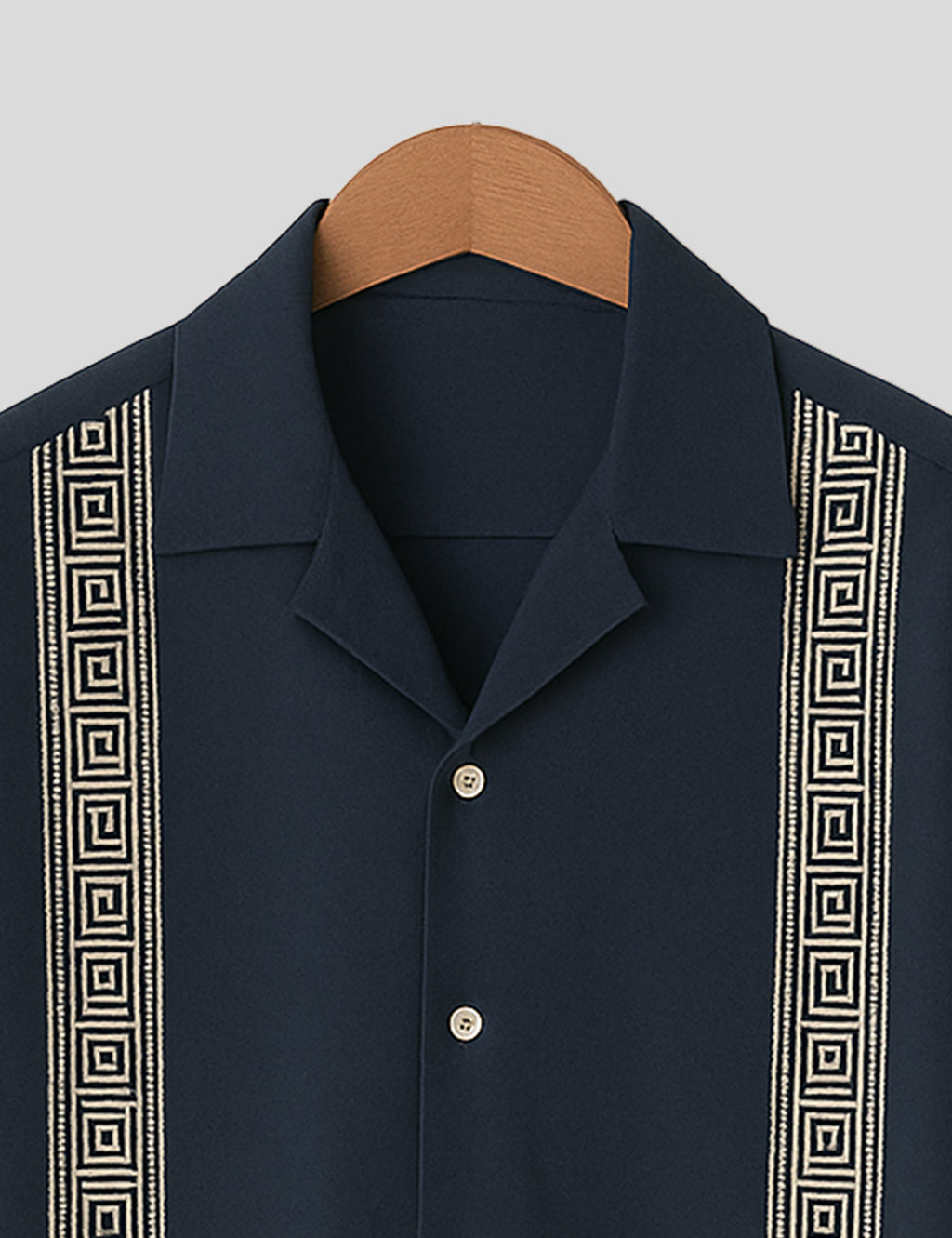 Navy Blue Square Pattern SmartFit Mens Cotton Shirt Half Sleeves