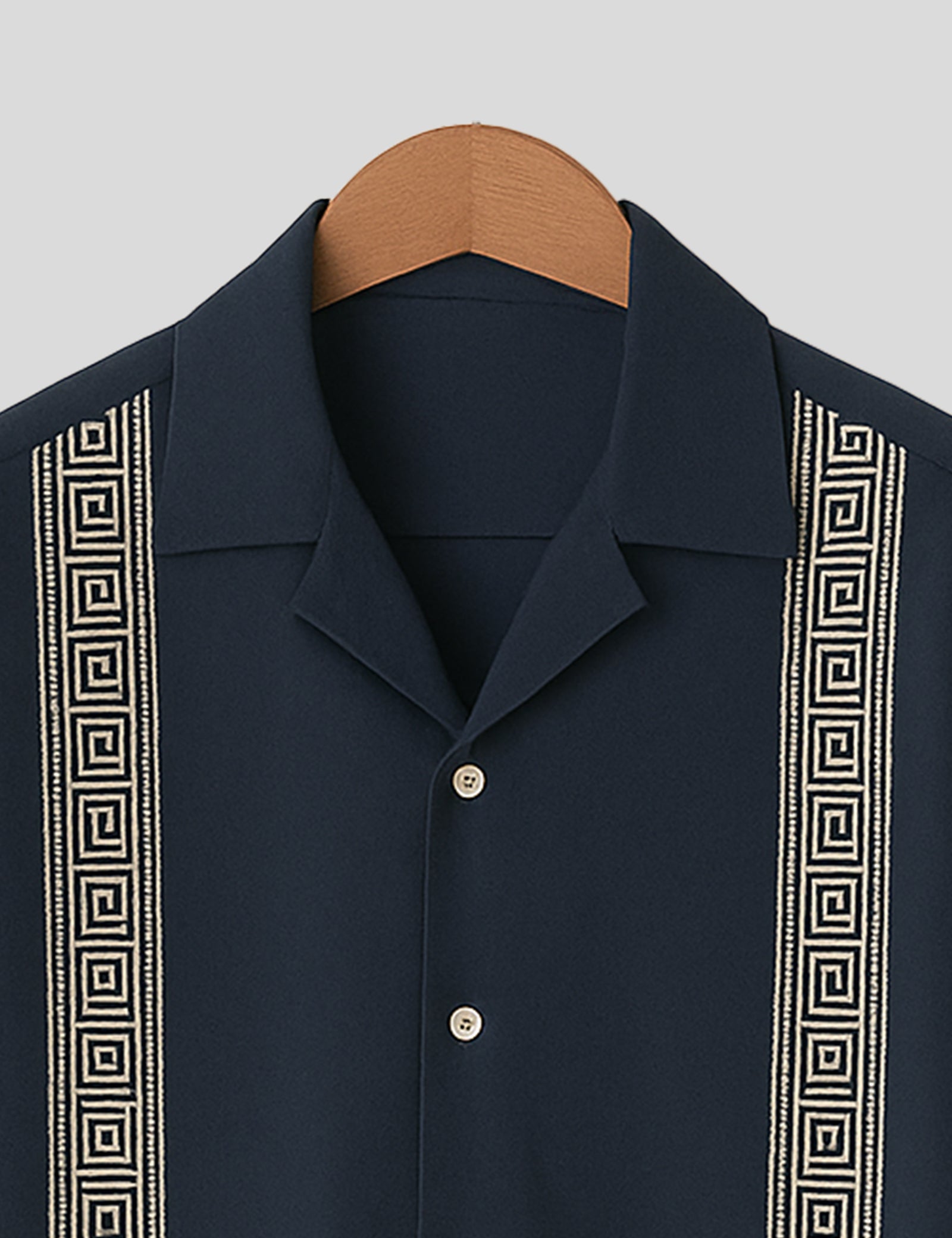 Navy Blue Square Pattern SmartFit Mens Cotton Shirt Half Sleeves
