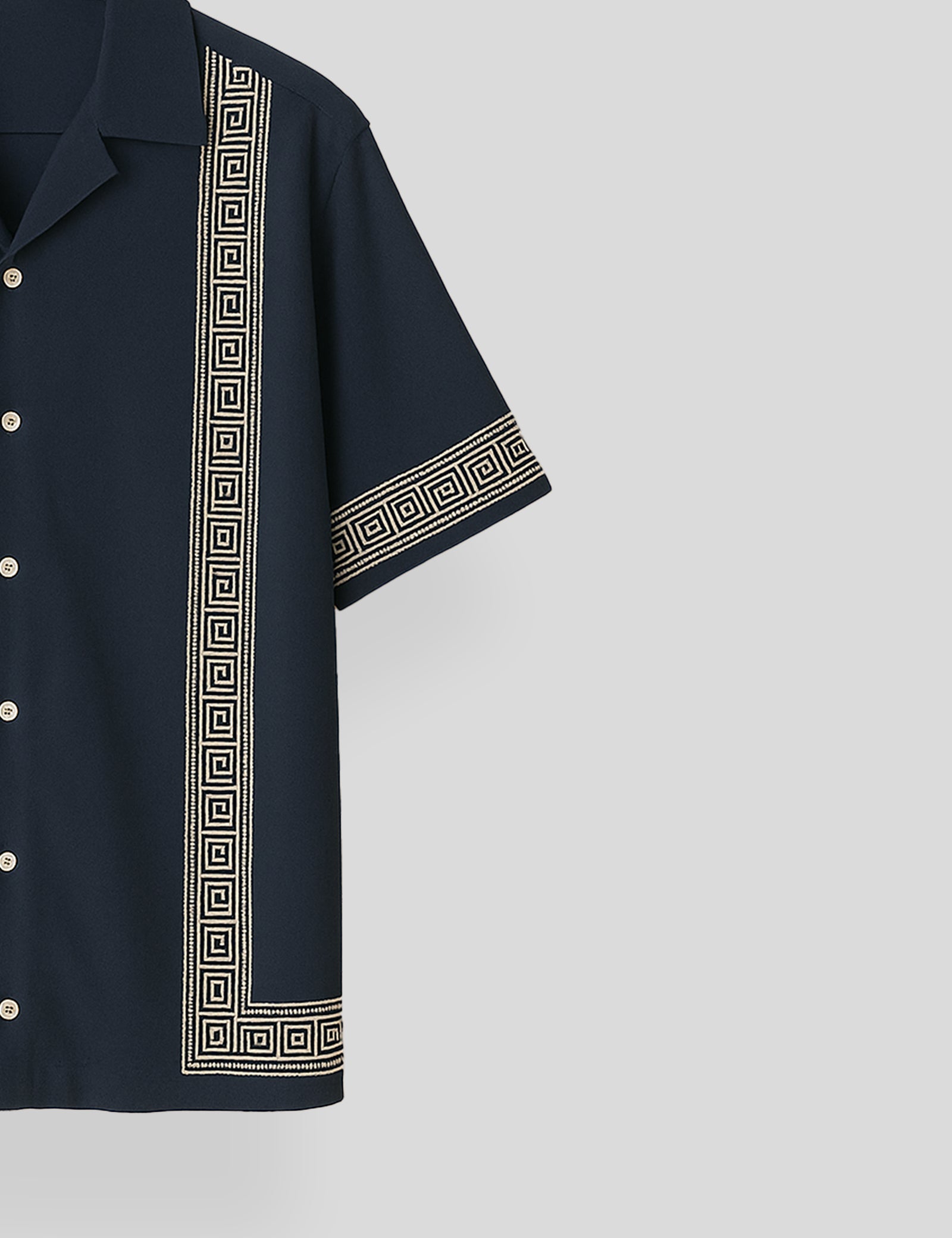 Navy Blue Square Pattern SmartFit Mens Cotton Shirt Half Sleeves