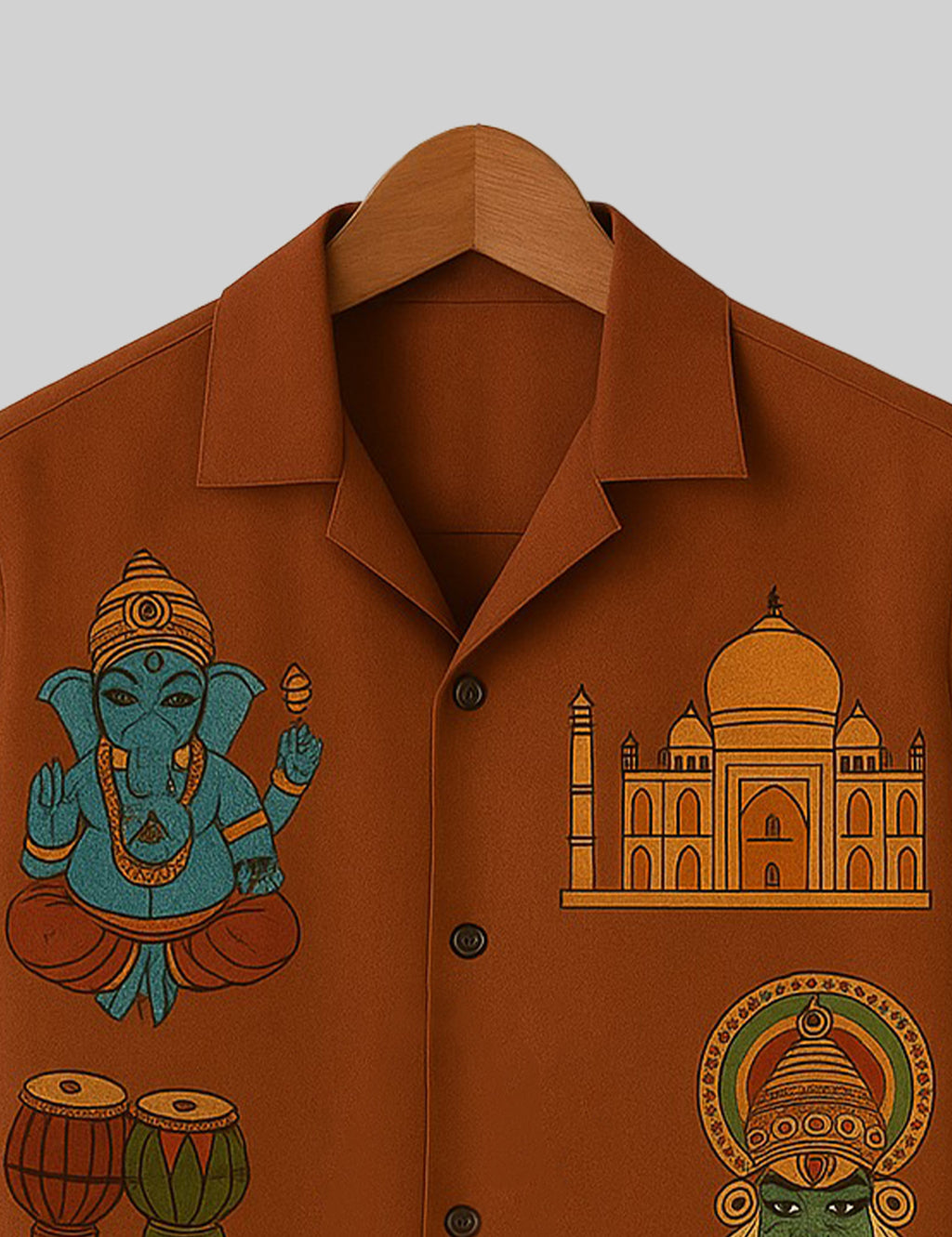 Ganpati Printed Pure Cotton Mens Shirt Half Sleeves