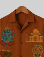 Ganpati Printed Pure Cotton Mens Shirt Half Sleeves