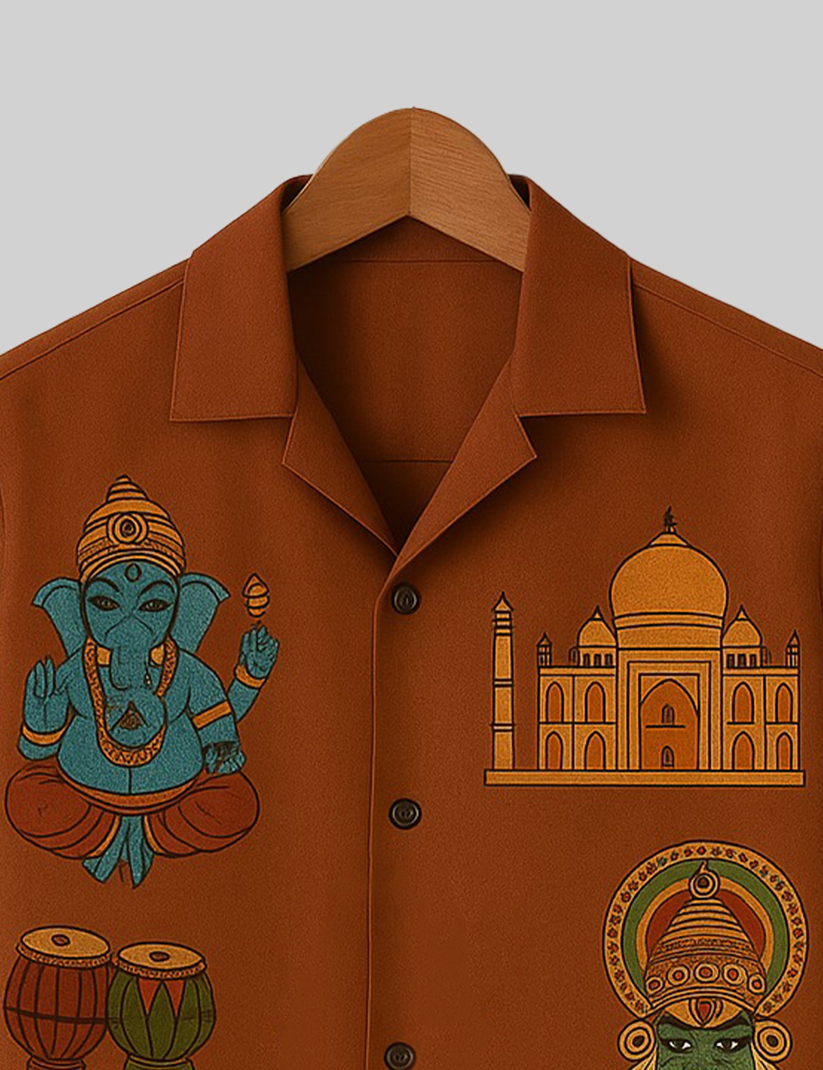 Ganpati Printed Pure Cotton Mens Shirt Half Sleeves