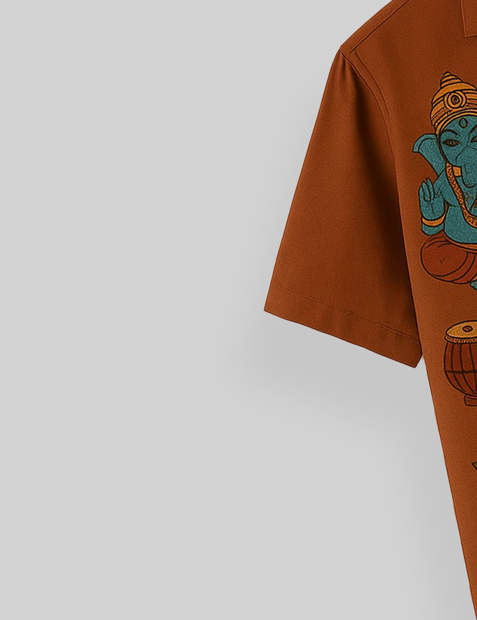 Ganpati Printed Pure Cotton Mens Shirt Half Sleeves