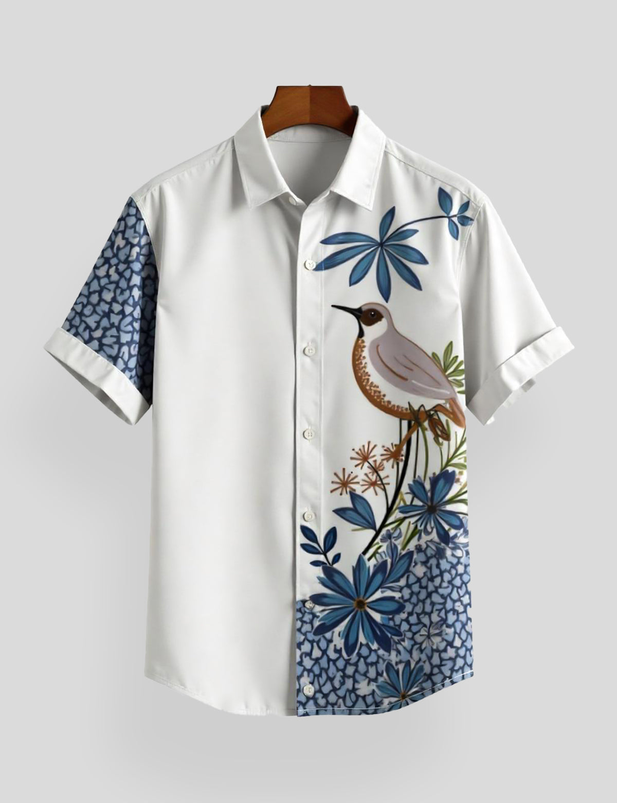 White Sparrow Printed Comfort Cotton Shirt for Men Half Sleeves