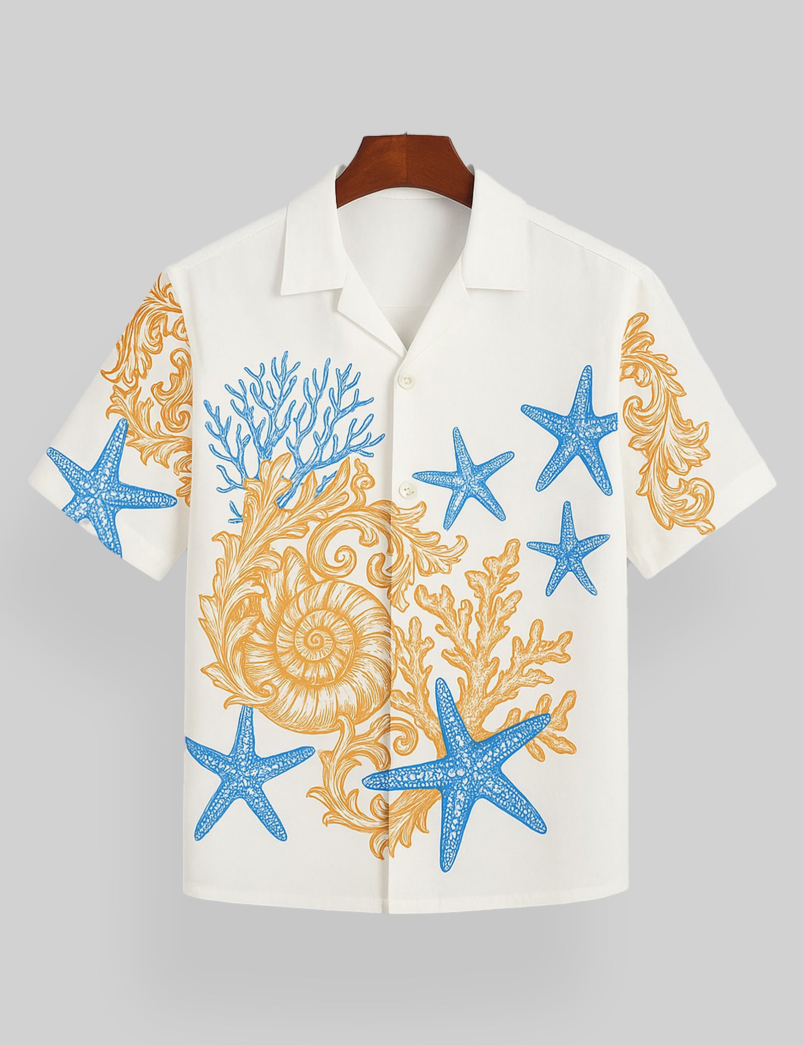 White Star Printed Comfort Cotton Shirt for Men Half Sleeves