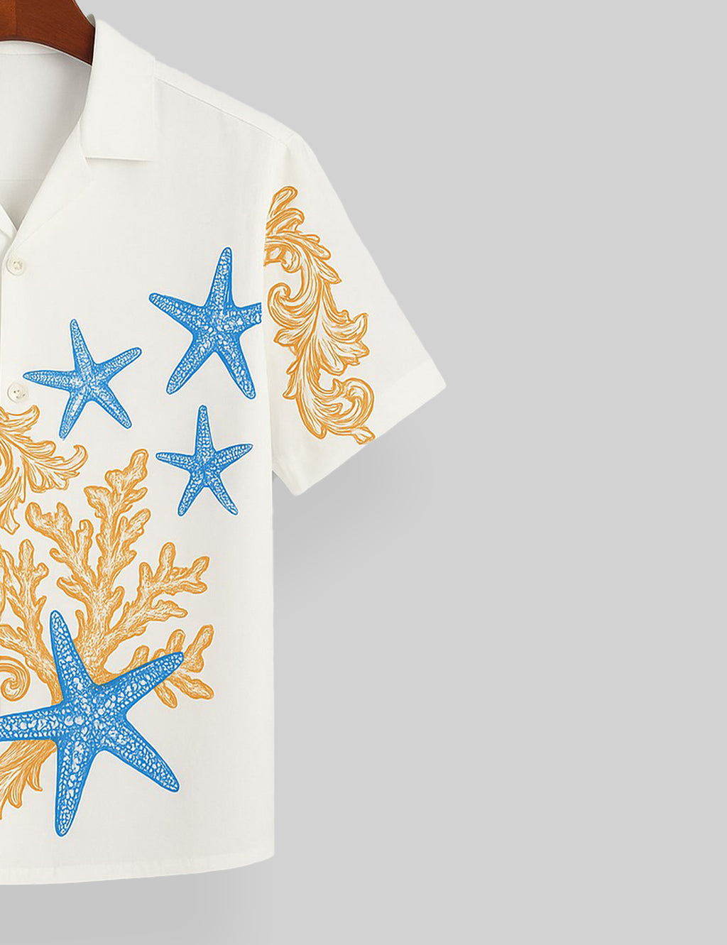 White Star Printed Comfort Cotton Shirt for Men Half Sleeves